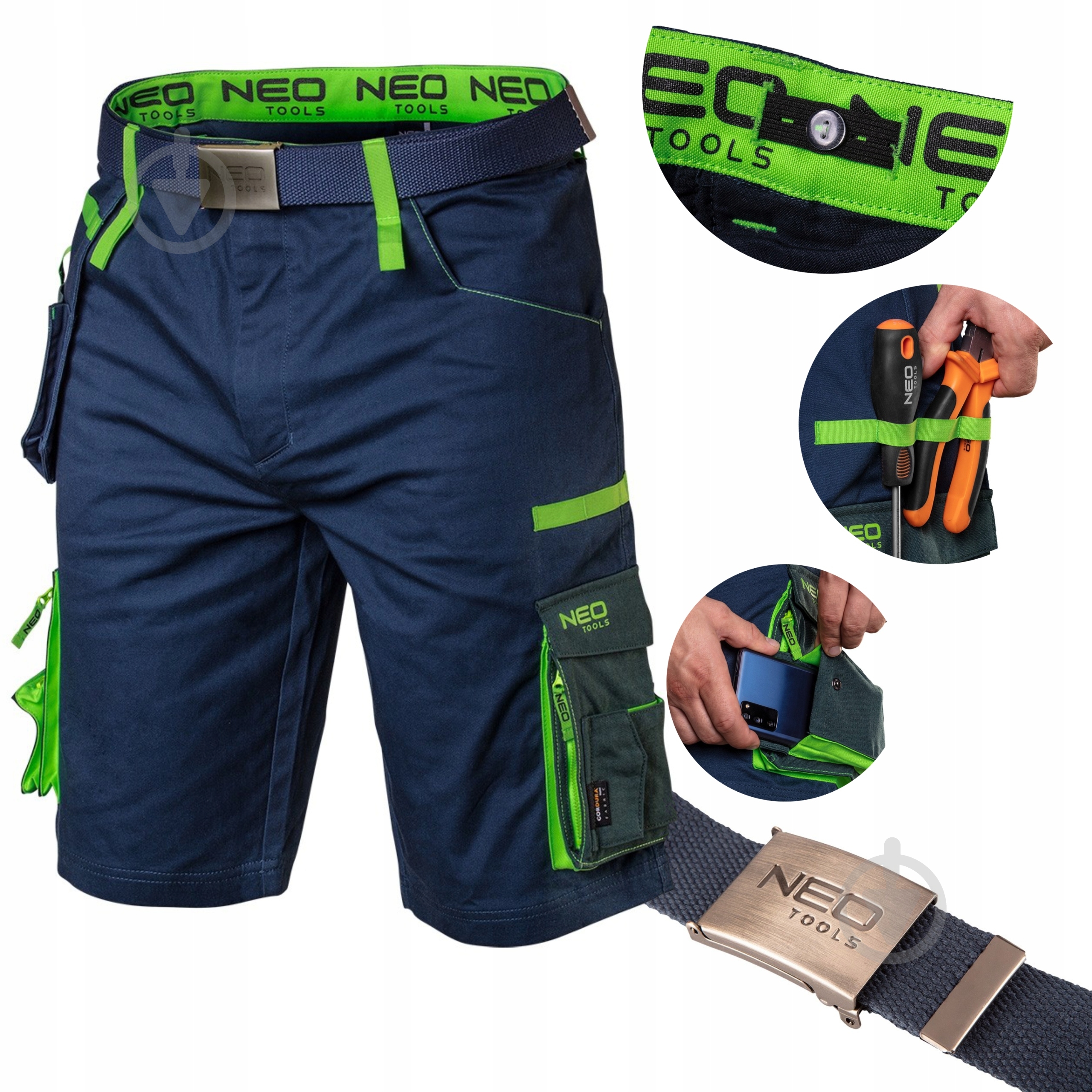 Шорты NEO tools Premium р. M 81-276 синий - фото 2