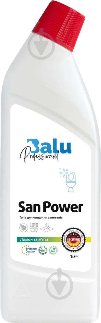 Засіб для чищення унітаза BALU POWER GEL Лимон та м'ята 1 л - фото 1