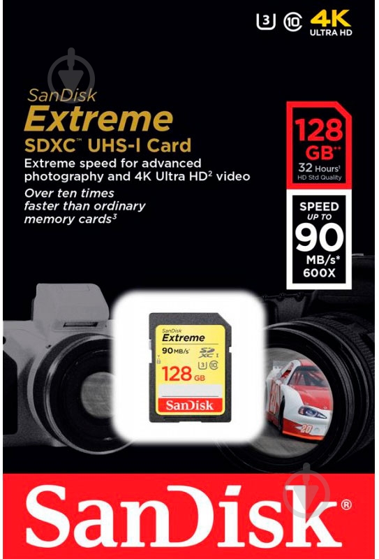 Карта памяти SanDisk Secure Digital XC (SDXC) 128 ГБ UHS-I Class 3 (U3) Extreme (SDSDXVF-128G-GNCIN) - фото 4