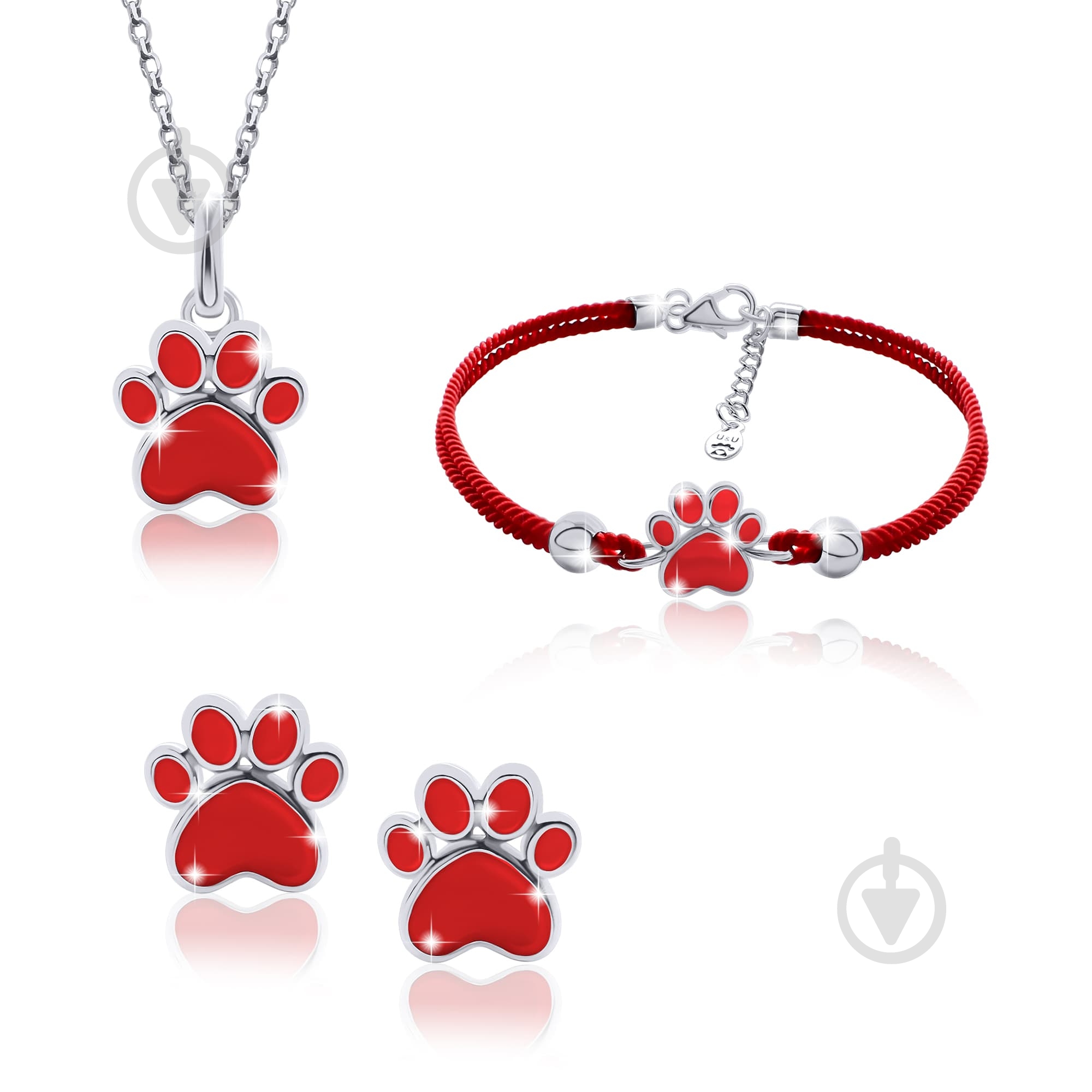 Серьги-пусеты UMa&UMi Лапка красная - фото 3