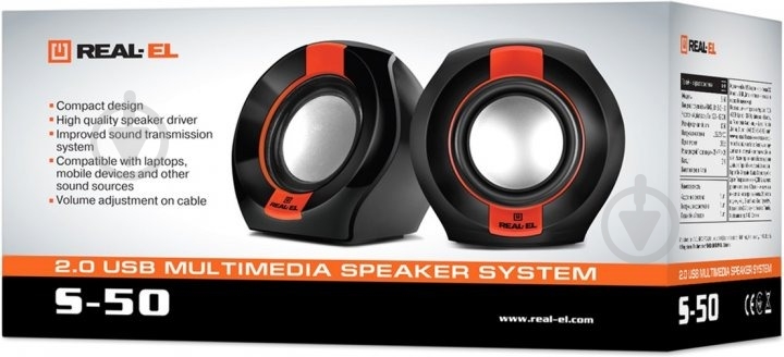 Акустическая система Real-el S-50 2.0 black/red - фото 8