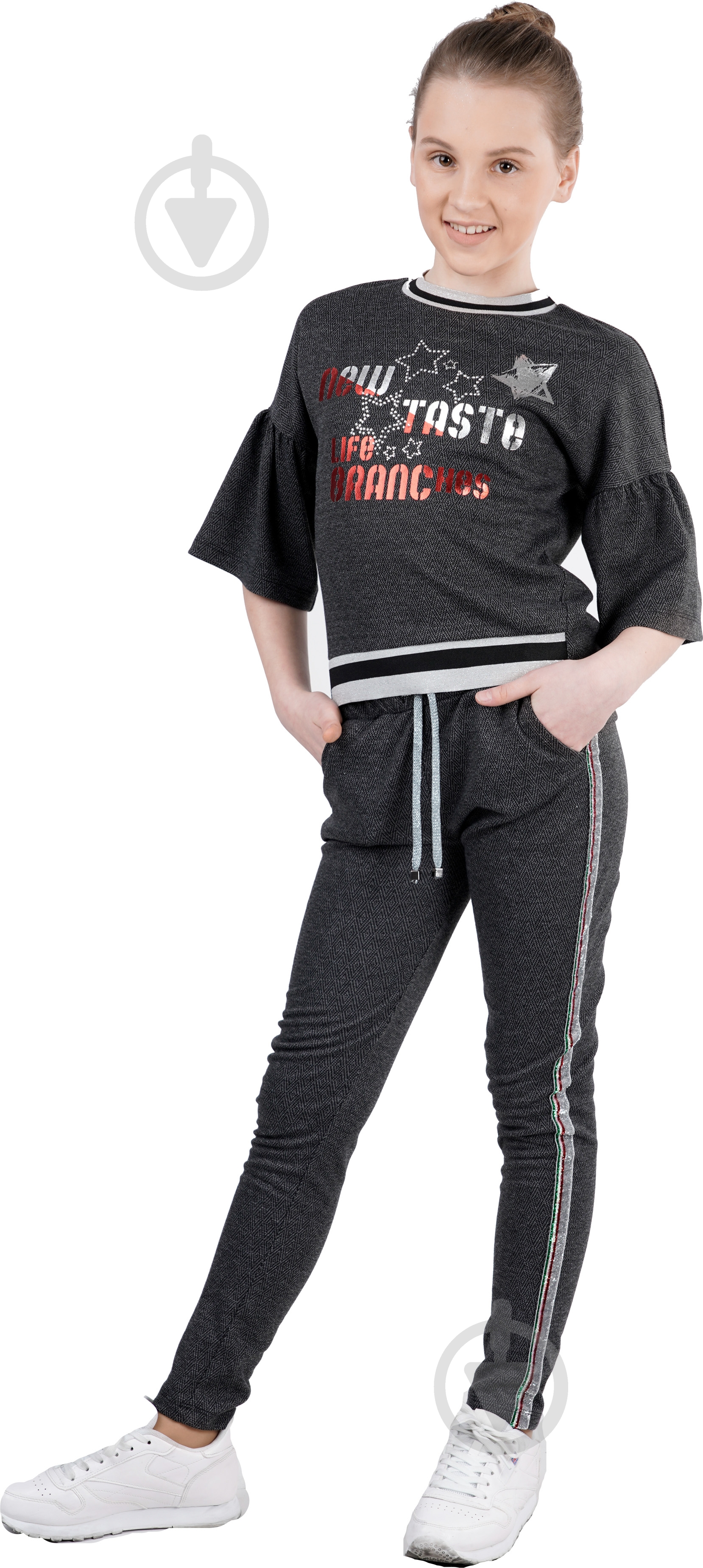 Реглан для девочки Sasha р.128 серый 4257 - фото 1