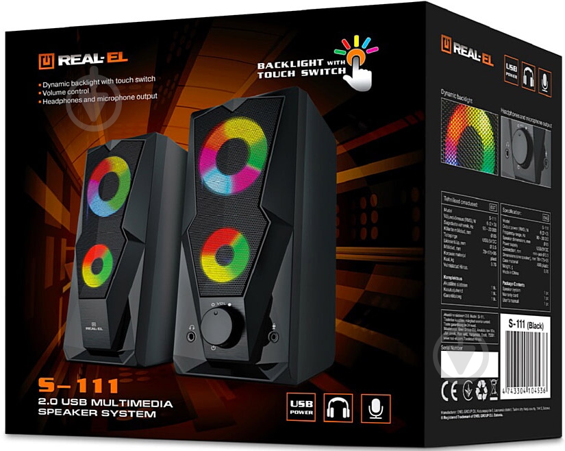 Акустична система Real-el S-111 USB 2.0 black - фото 7 Акустична система Real-el S-111 USB 2.0 black - фото 7