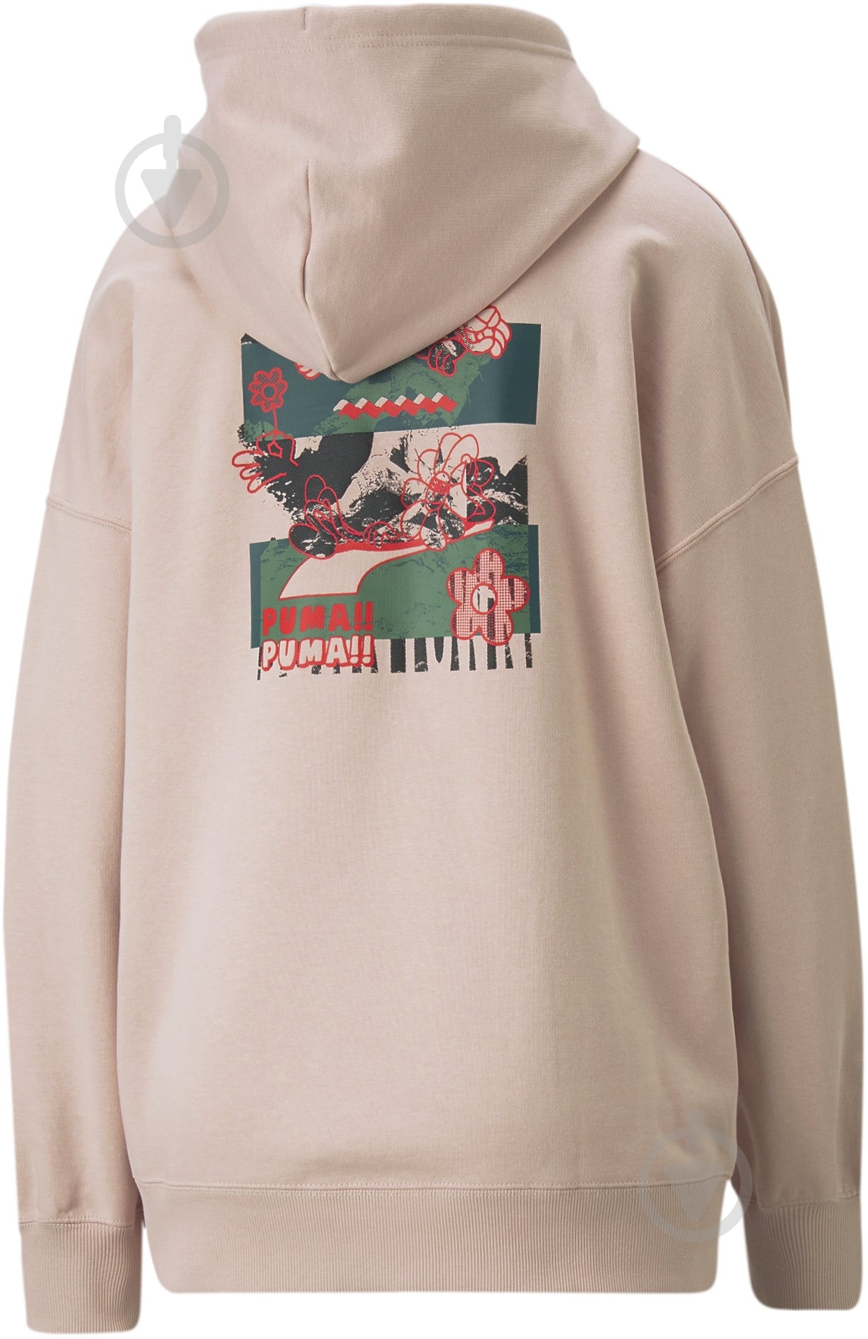 Джемпер Puma DOWNTOWN OVERSIZED GRAPHIC HOODIE TR 53716547 р.XL бежевый - фото 2