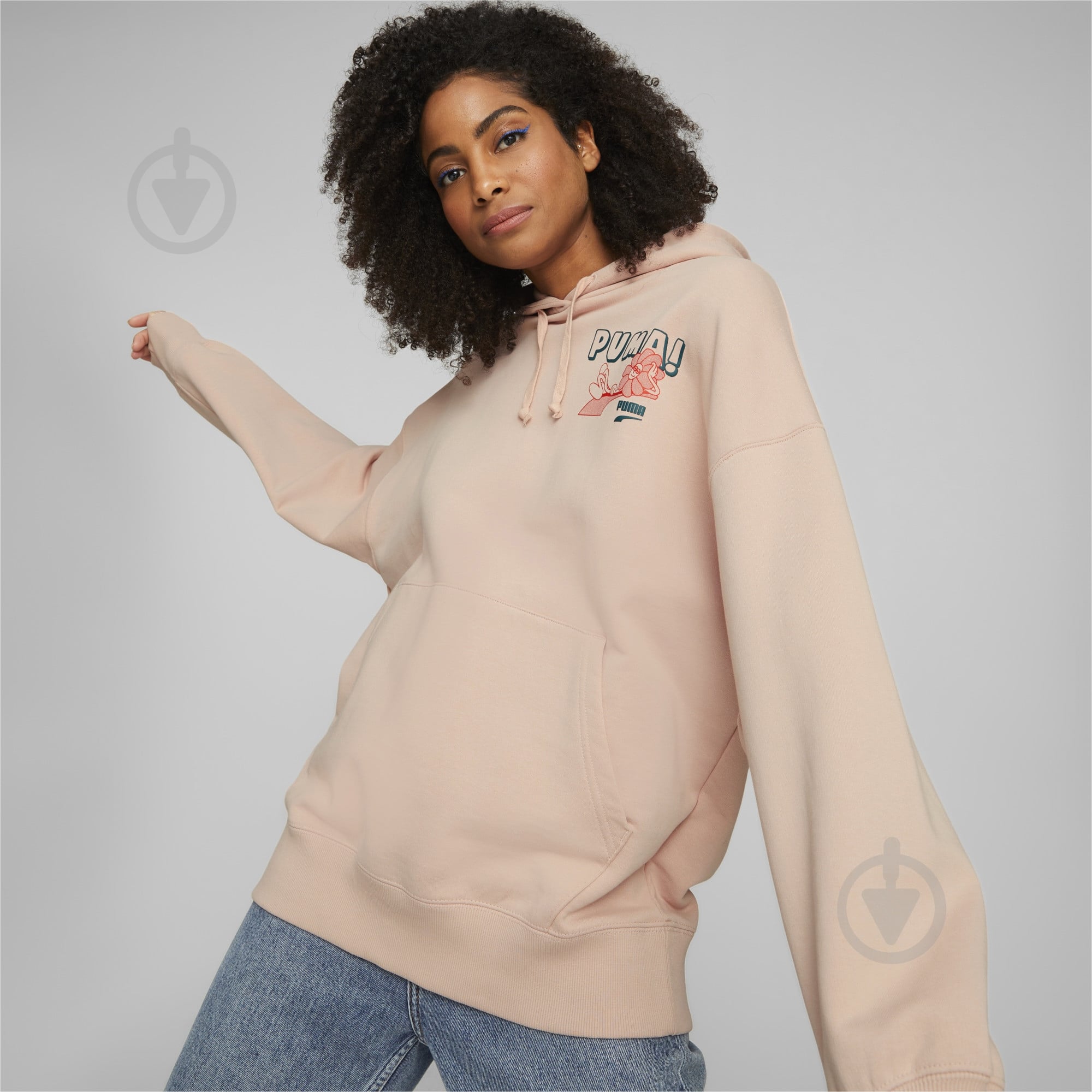 Джемпер Puma DOWNTOWN OVERSIZED GRAPHIC HOODIE TR 53716547 р.XL бежевый - фото 3