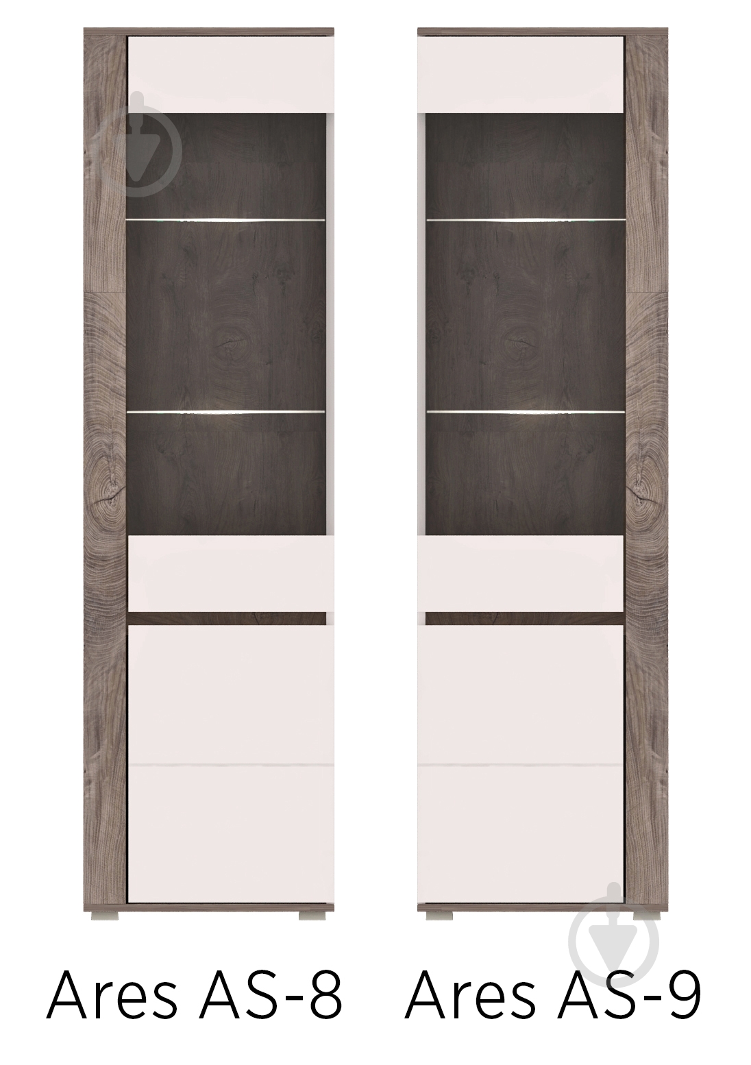 Витрина Ares AS9 правая белый глянец / дуб эндгрейн - фото 5