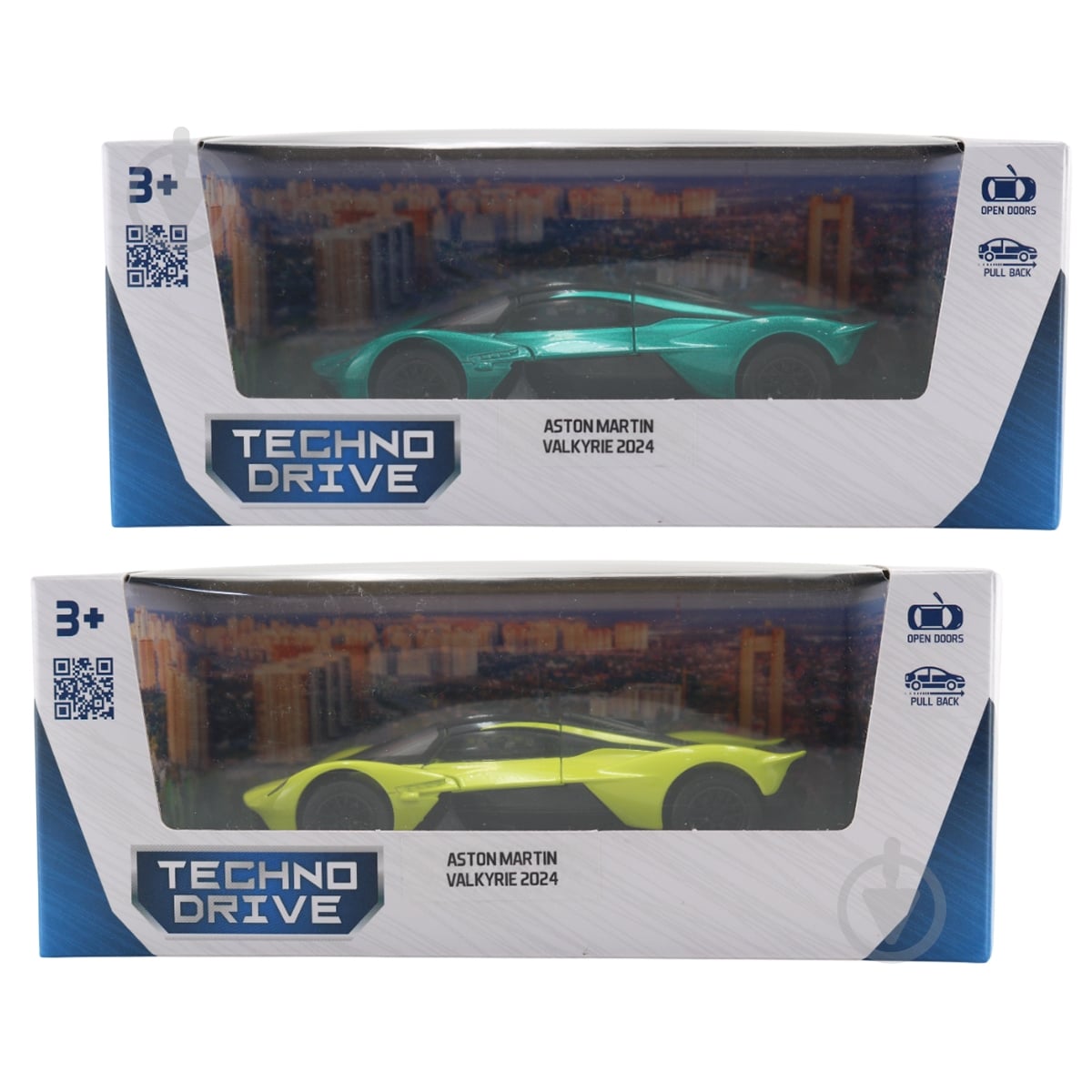 Автомодель TechnoDrive 1:39 Aston Martin Valkyrie green/yellow 250951 - фото 4 Автомодель TechnoDrive 1:39 Aston Martin Valkyrie green/yellow 250951 - фото 4