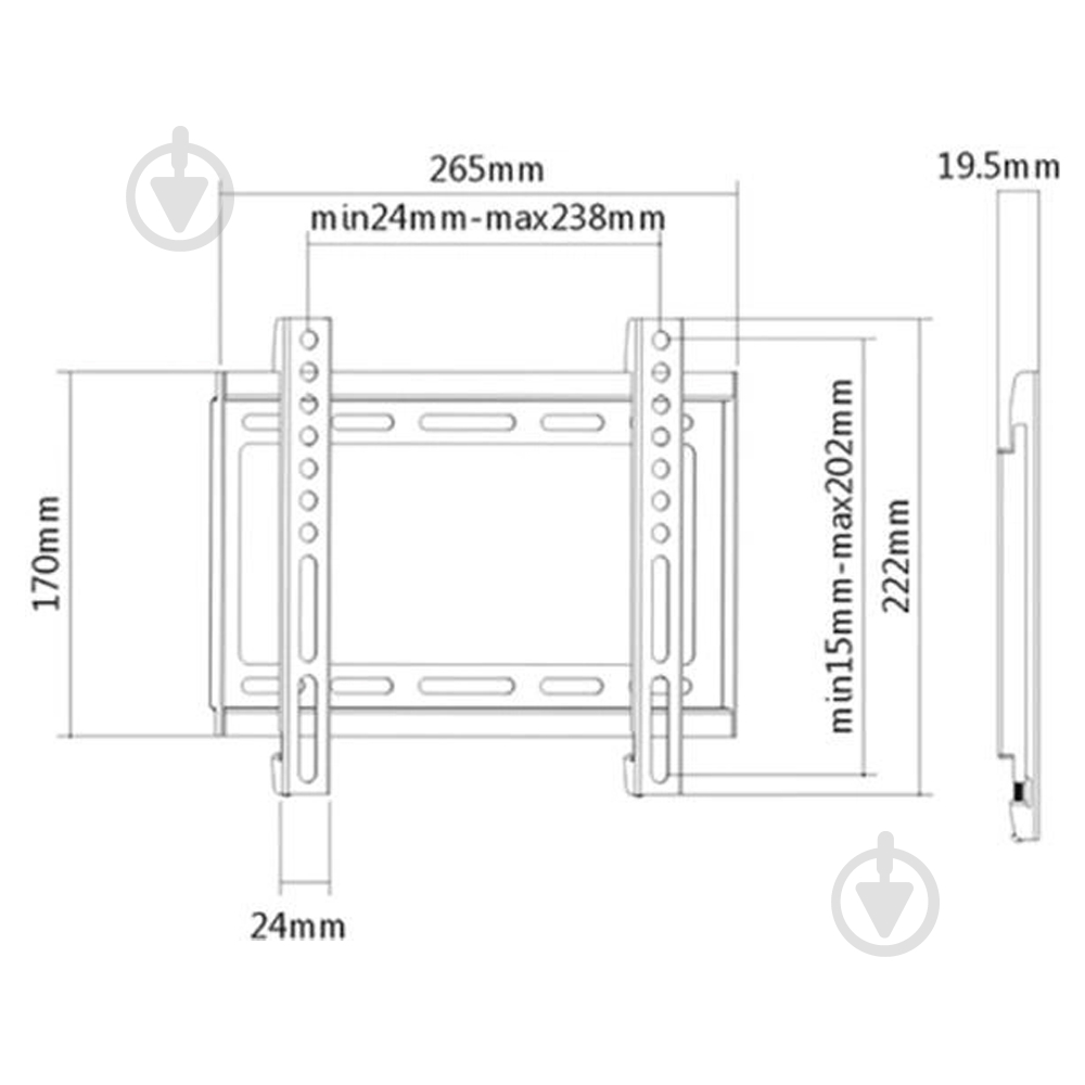 Кріплення для телевізора ITECHmount PL2 фіксовані 23"-37" чорний - фото 3