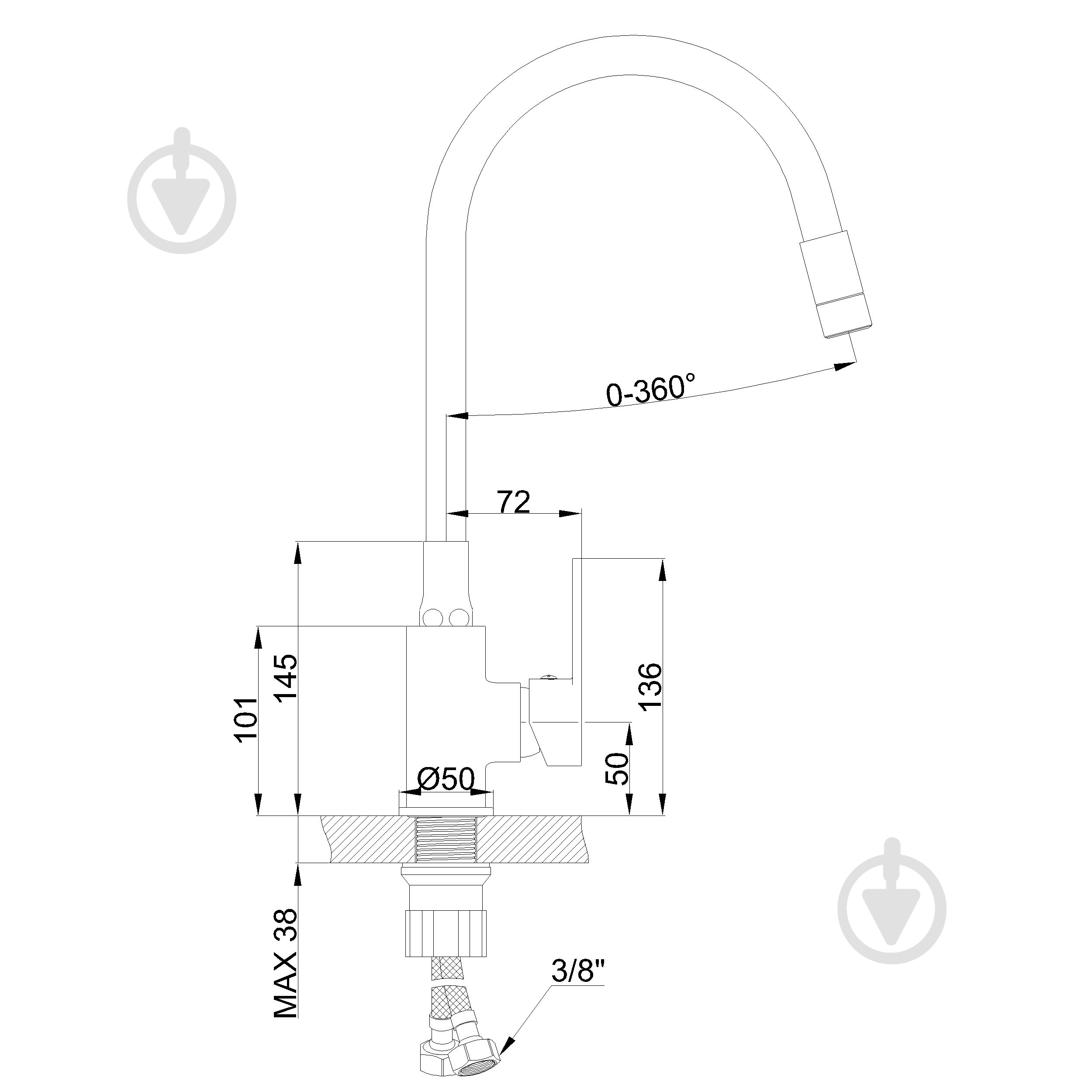 Смеситель для кухни Invena Ksanti черный BZ-37-004 - фото 6