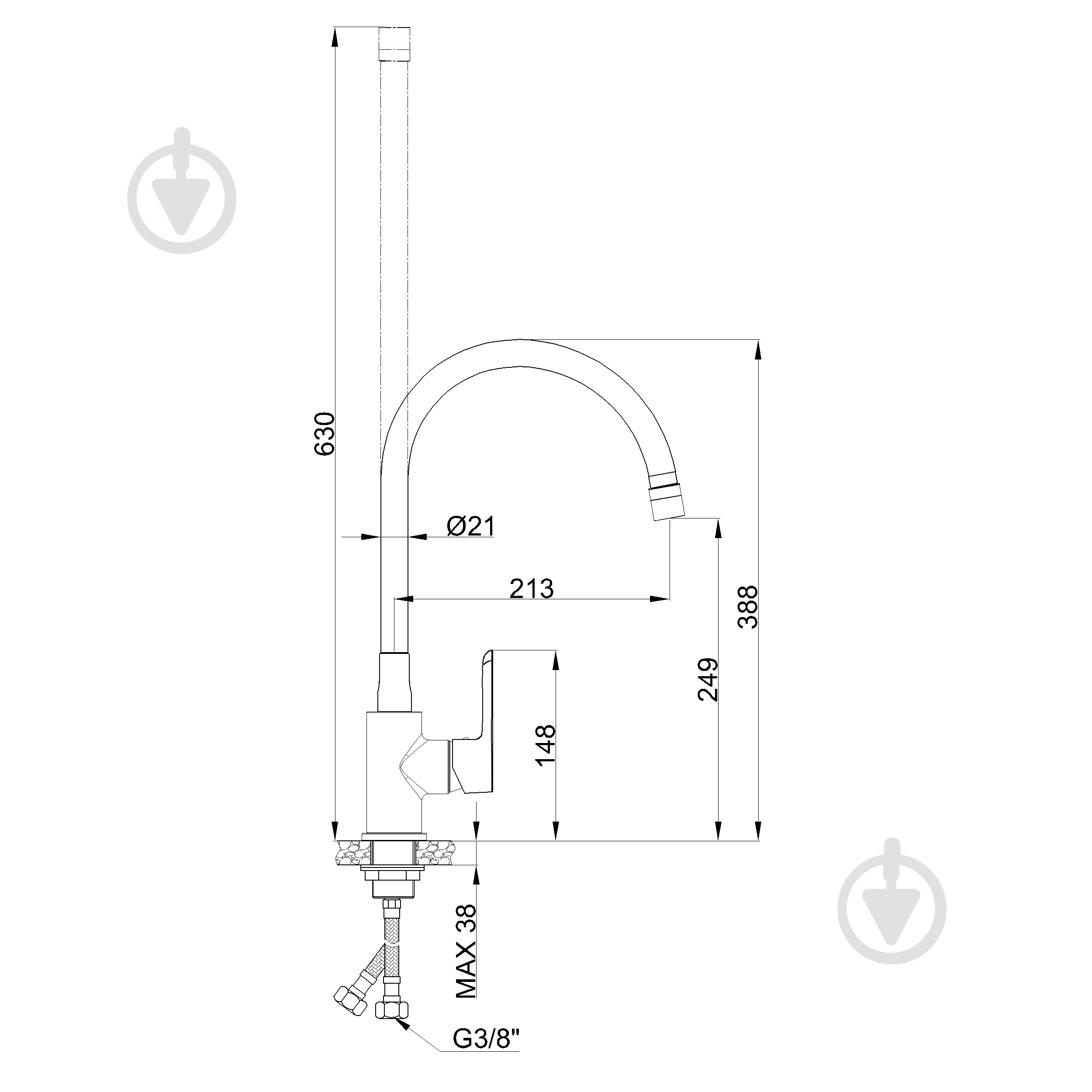 Змішувач для кухні Invena Ksanti чорний/хром BZ-37-008 - фото 6 Змішувач для кухні Invena Ksanti чорний/хром BZ-37-008 - фото 6