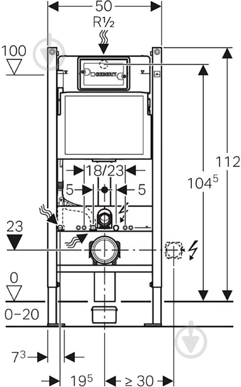 Система інсталяції Geberit Duofix DELTA Basic 111.153.00.1 - фото 2