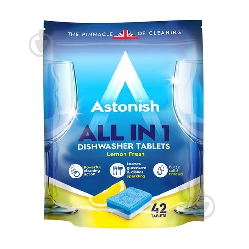 Таблетки для посудомийних машин Astonish все в одному (з сіллю та ополіскувачем) 42 шт. 0,84 кг - фото 1