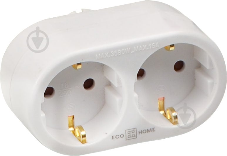 Двійник ECOНОМЕ Ornat тип В із заземленням 2 гн. білий ECO019001025 - фото 1