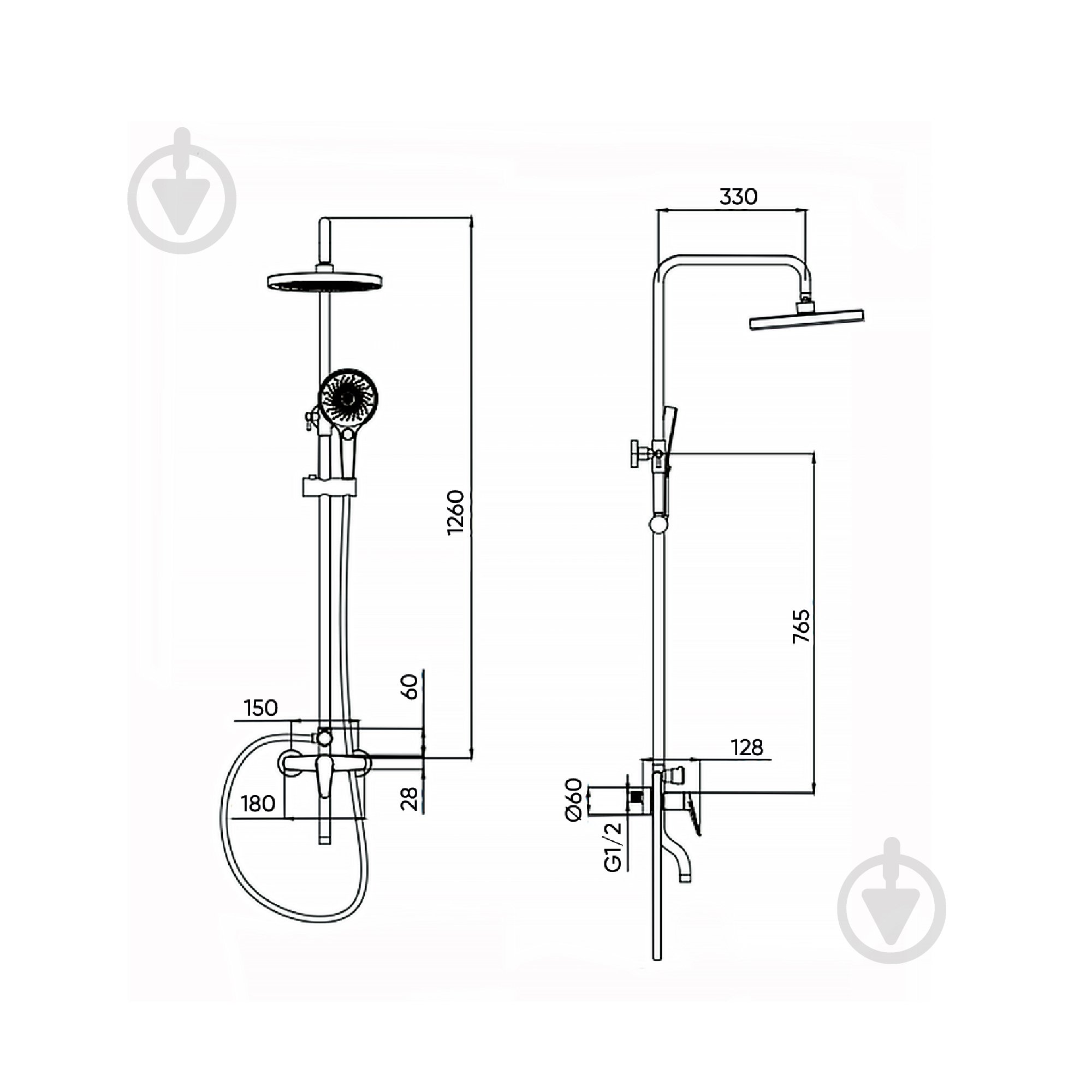 Душова система FADO S.r.l Garda MIX05033C хром - фото 6 Душова система FADO S.r.l Garda MIX05033C хром - фото 6