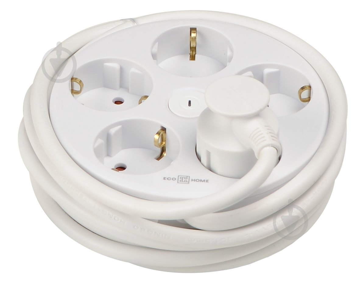 Удлинитель ECOНОМЕ Ornat круглый с заземлением 5 гн. белый 5 м ECO019001014 - фото 1 Удлинитель ECOНОМЕ Ornat круглый с заземлением 5 гн. белый 5 м ECO019001014 - фото 1