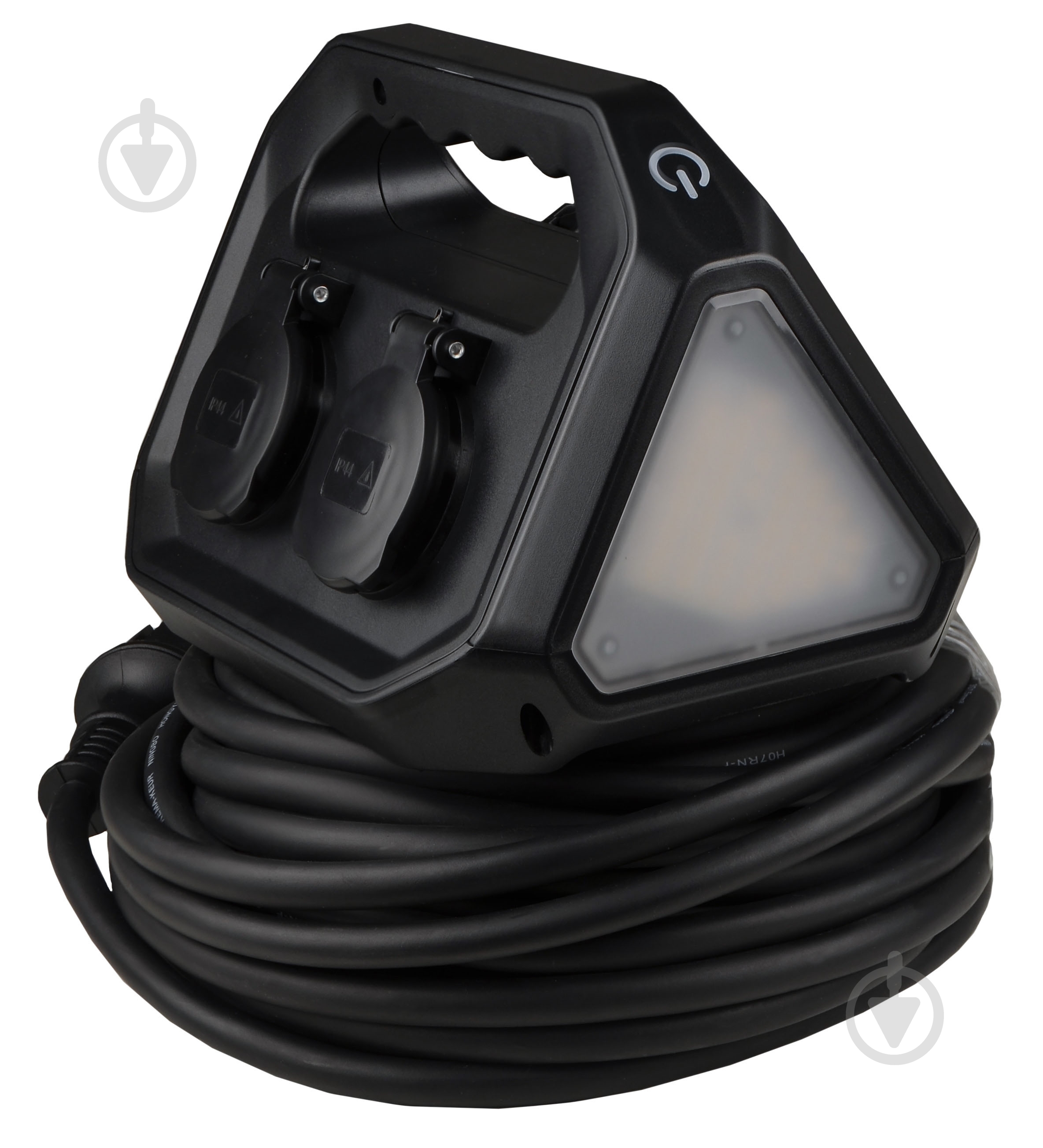 Удлинитель ECOНОМЕ Grot с LED фонариком с заземлением 4 гн. черный 15 м ECO019001016 - фото 1