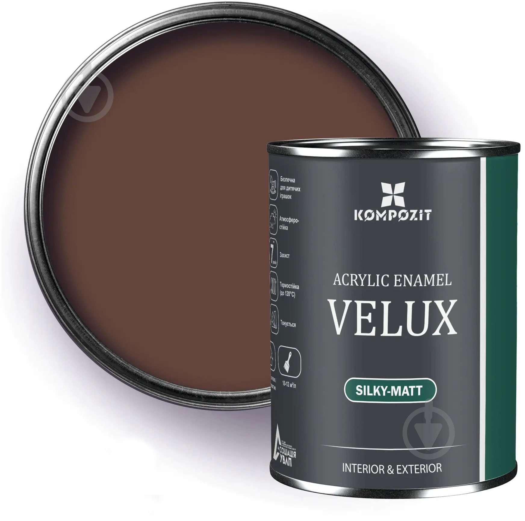 Эмаль акриловая Kompozit VELUX 133 фундук шелковистый мат 0,75 л - фото 1