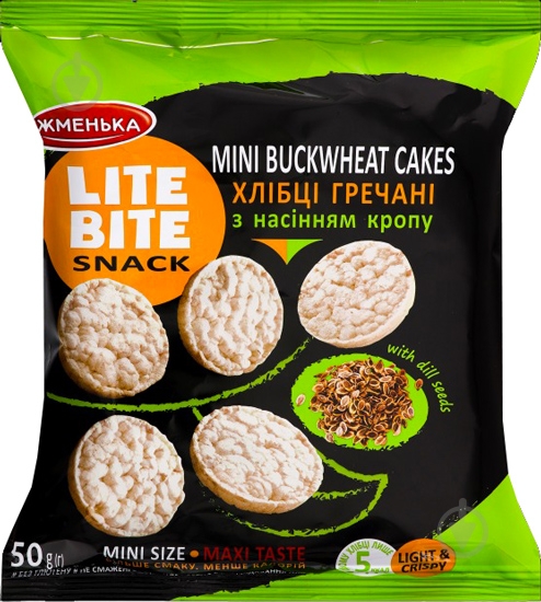 Хлібці ТМ Жменька Lite Bite гречані з насінням кропу 50г/16шт (4820152182821) - фото 1