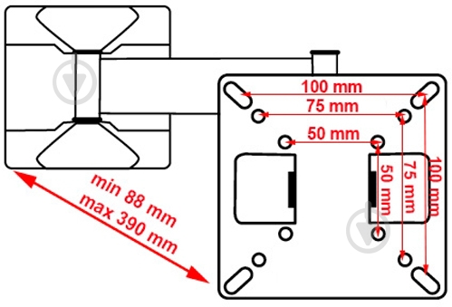 Кріплення для телевізора Eagle TV22 поворотно-похилі 13"-28" чорний - фото 4