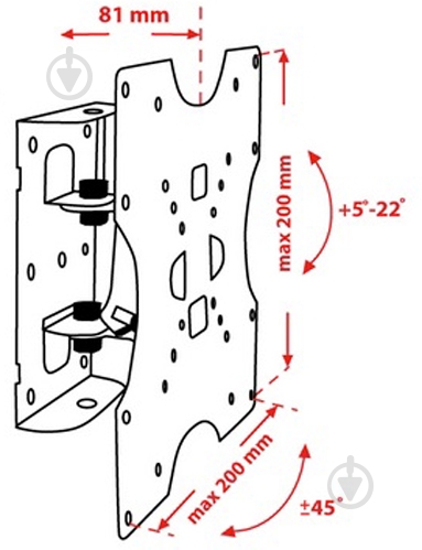 Кріплення для телевізора Eagle TV40 поворотно-похилі 15"-42" чорний - фото 3