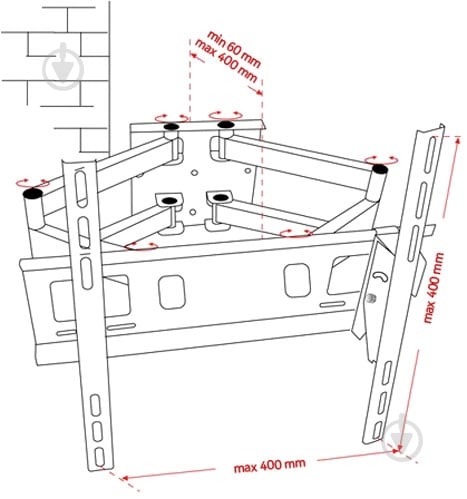 Кріплення для телевізора Eagle TV53 поворотно-похилі 30"-55" чорний - фото 6