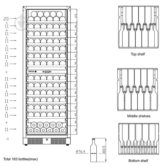 Винный шкаф TEFCOLD TFW400-2F 230 Вт - фото 3 Винный шкаф TEFCOLD TFW400-2F 230 Вт - фото 3