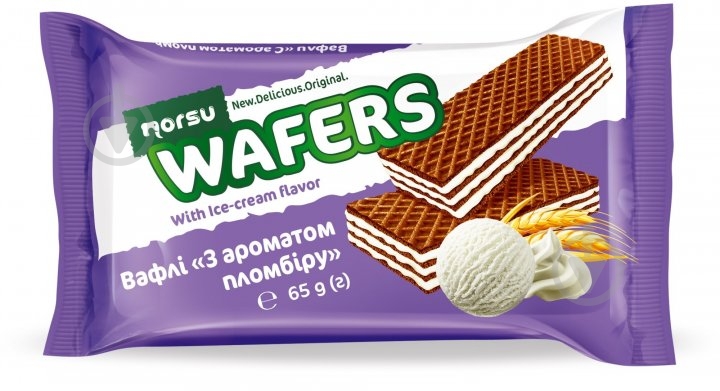Вафли ТМ Norsu С ароматом пломбира 65 г - фото 1