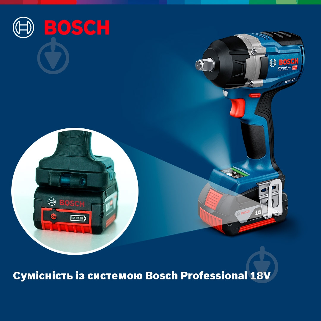Гайковерт аккумуляторный Bosch Professional GDS 18V-750 C 750 Нм 06019L9002 - фото 11 Гайковерт аккумуляторный Bosch Professional GDS 18V-750 C 750 Нм 06019L9002 - фото 11