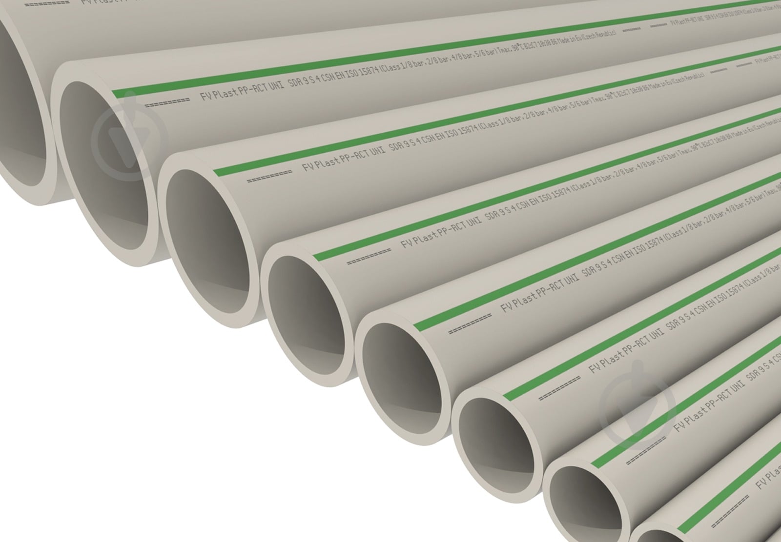 Труба поліпропіленова AlcaPipe PPRCT grn UNI S4 SDR9 25x2,8 4m - фото 1