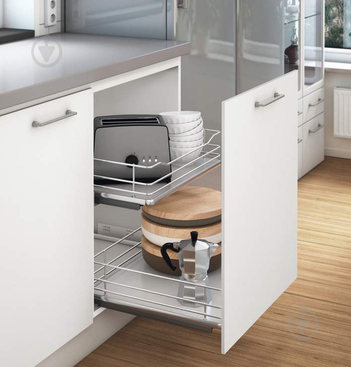 Корзина выкатная Hafele с доводчиком полного выдвижения 549.06.317 антрацит - фото 3