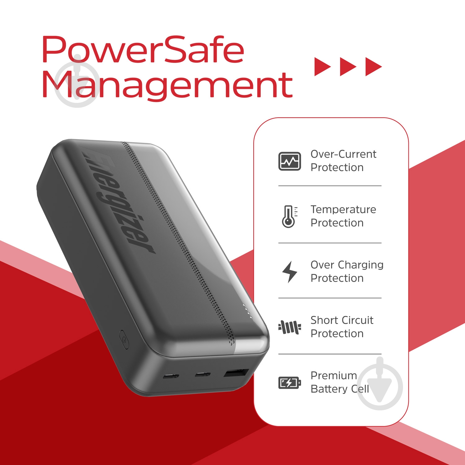 Повербанк Energizer 30000 mAh black (UE30050CC) - фото 9 Повербанк Energizer 30000 mAh black (UE30050CC) - фото 9