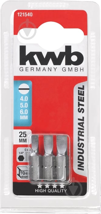 Набор бит KWB SL 4, 5, 6 x 25 мм 3 шт. 121540 - фото 1 Набор бит KWB SL 4, 5, 6 x 25 мм 3 шт. 121540 - фото 1