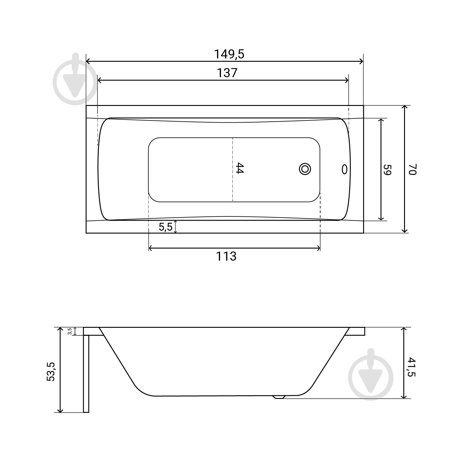 Ванна акрилова Helmken Luna Y40G817089 149,5х70 см комплект 3 в 1 - фото 2 Ванна акрилова Helmken Luna Y40G817089 149,5х70 см комплект 3 в 1 - фото 2