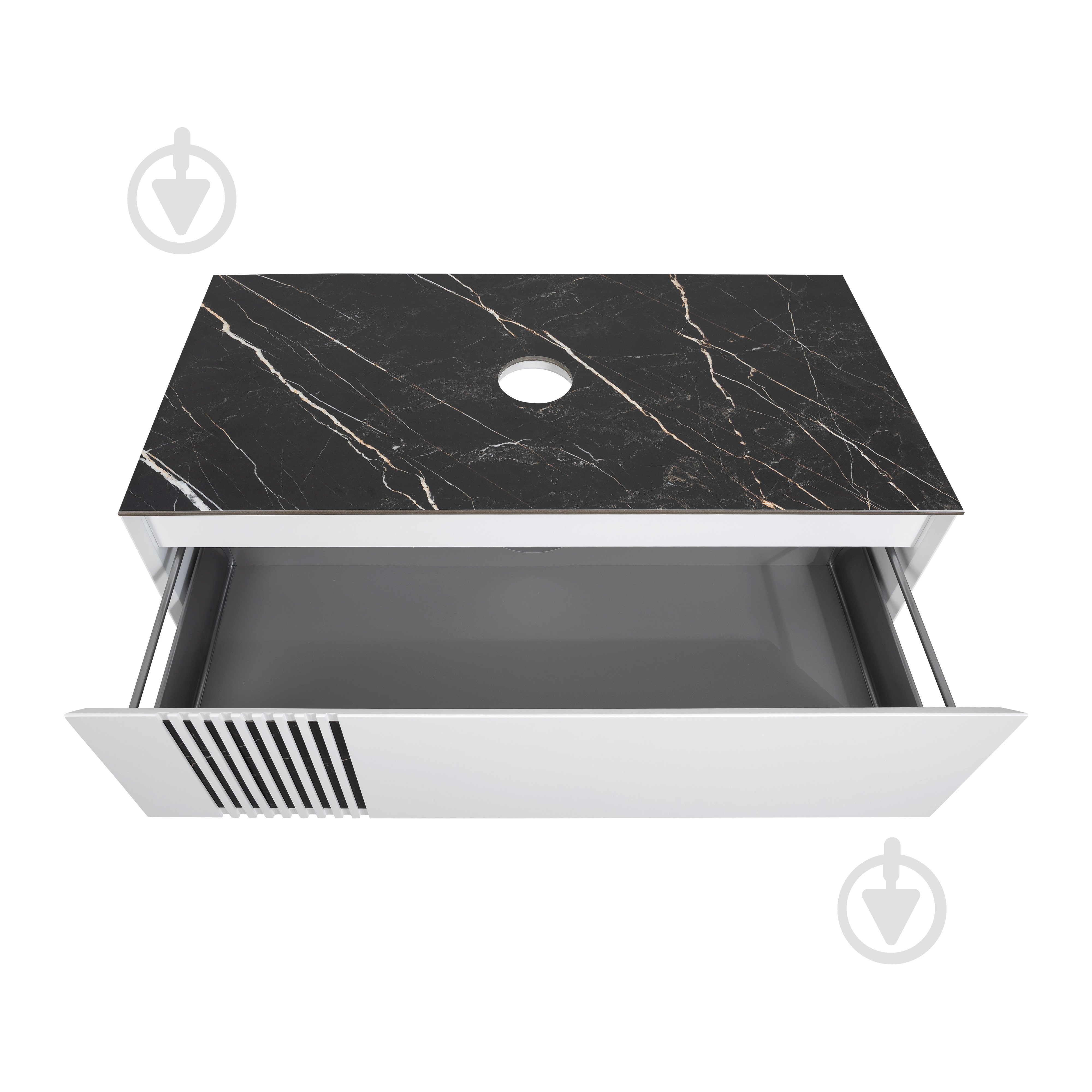 Тумба под умывальник Aqua Rodos MANHATTAN белый мат со столешницей керамогранит Namibia Black 100 см - фото 5 Тумба под умывальник Aqua Rodos MANHATTAN белый мат со столешницей керамогранит Namibia Black 100 см - фото 5