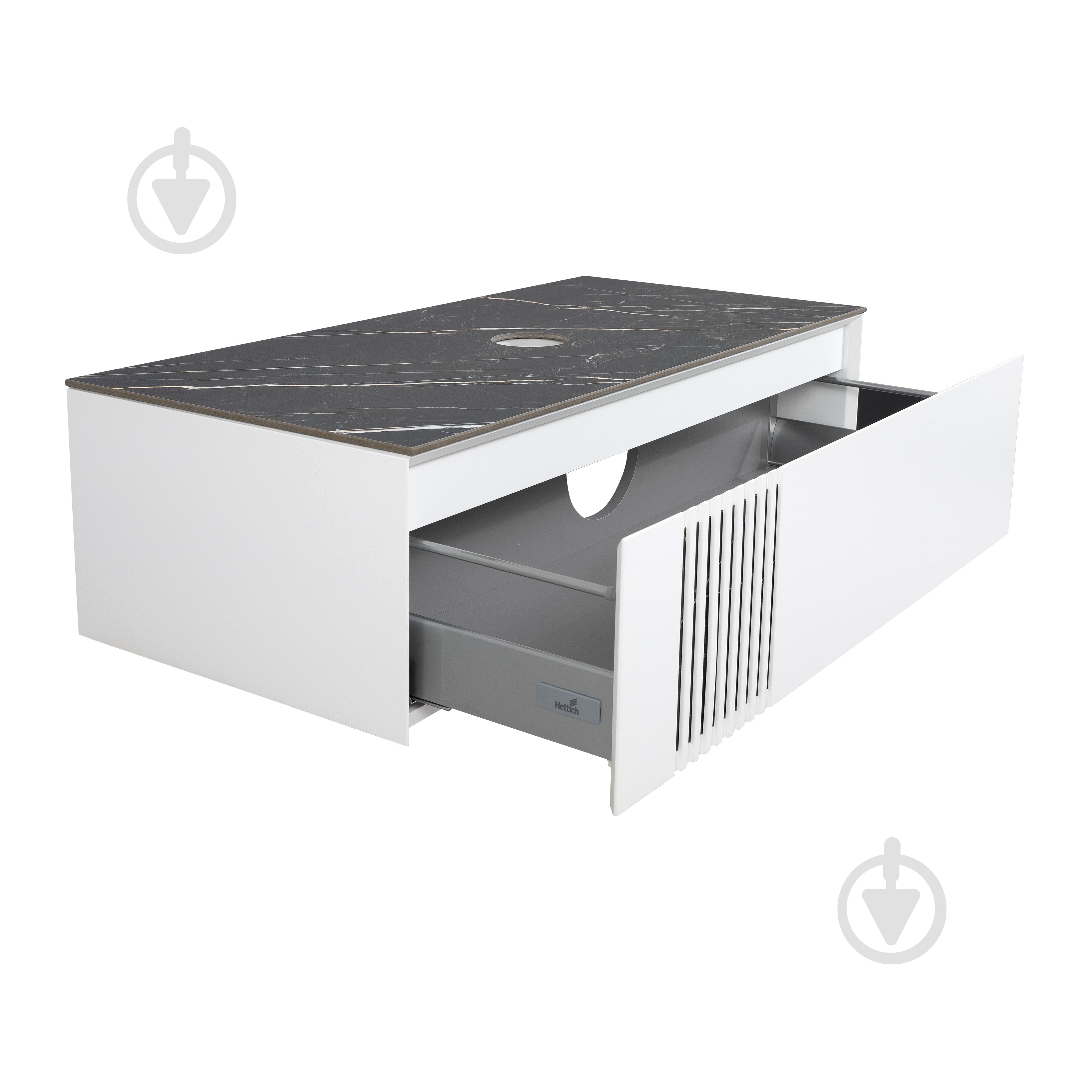 Тумба под умывальник Aqua Rodos MANHATTAN белый мат со столешницей керамогранит Namibia Black 100 см - фото 4 Тумба под умывальник Aqua Rodos MANHATTAN белый мат со столешницей керамогранит Namibia Black 100 см - фото 4