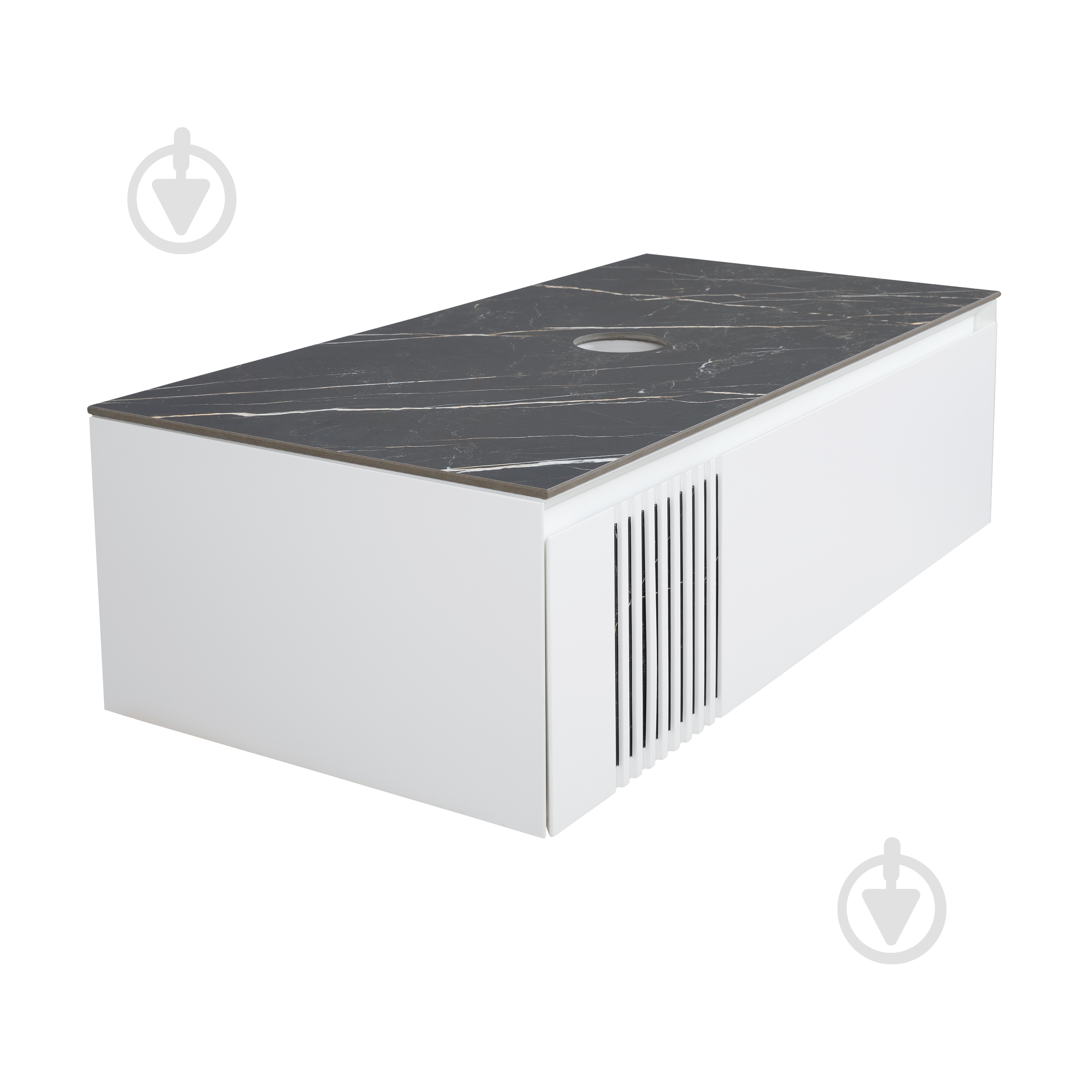 Тумба под умывальник Aqua Rodos MANHATTAN белый мат со столешницей керамогранит Namibia Black 100 см - фото 3 Тумба под умывальник Aqua Rodos MANHATTAN белый мат со столешницей керамогранит Namibia Black 100 см - фото 3