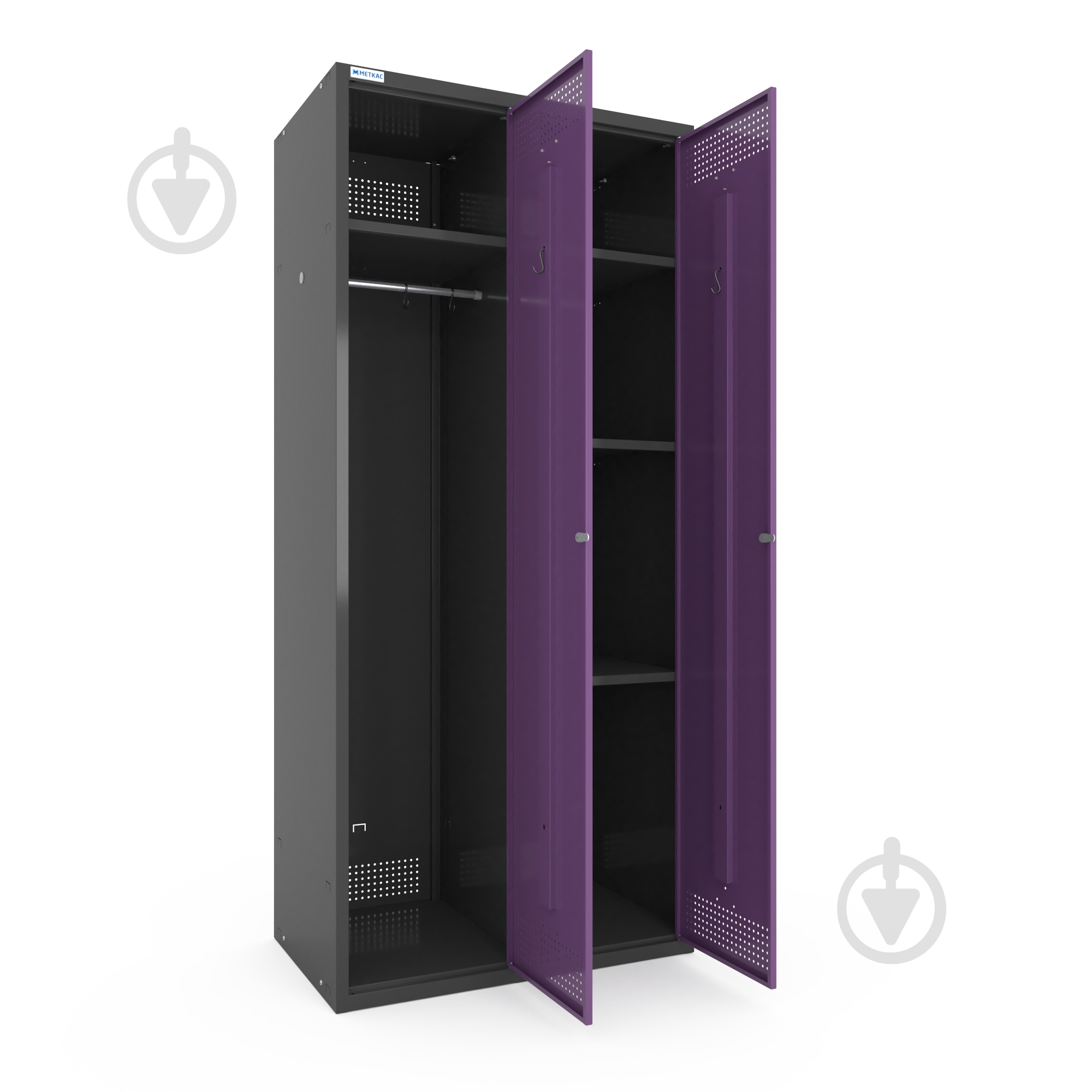 Шкаф для одежды (локеры) Меткас двойная 400/2-2U,1800х800х500 мм, стенки 9005RAL(антрацит), фасады 4005RAL(сиреневый) - фото 1 Шкаф для одежды (локеры) Меткас двойная 400/2-2U,1800х800х500 мм, стенки 9005RAL(антрацит), фасады 4005RAL(сиреневый) - фото 1