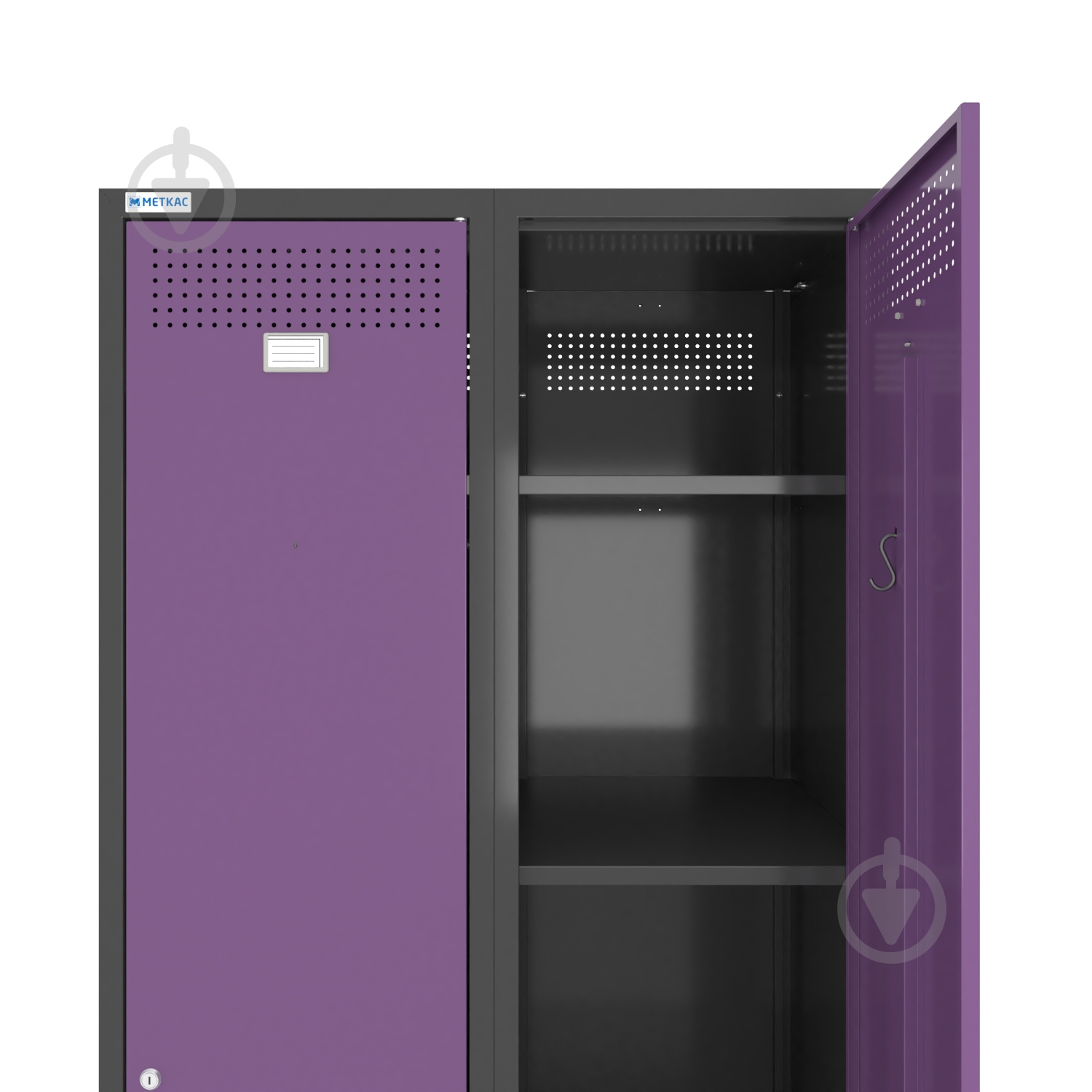Шкаф для одежды (локеры) Меткас двойная 400/2-2U,1800х800х500 мм, стенки 9005RAL(антрацит), фасады 4005RAL(сиреневый) - фото 2 Шкаф для одежды (локеры) Меткас двойная 400/2-2U,1800х800х500 мм, стенки 9005RAL(антрацит), фасады 4005RAL(сиреневый) - фото 2