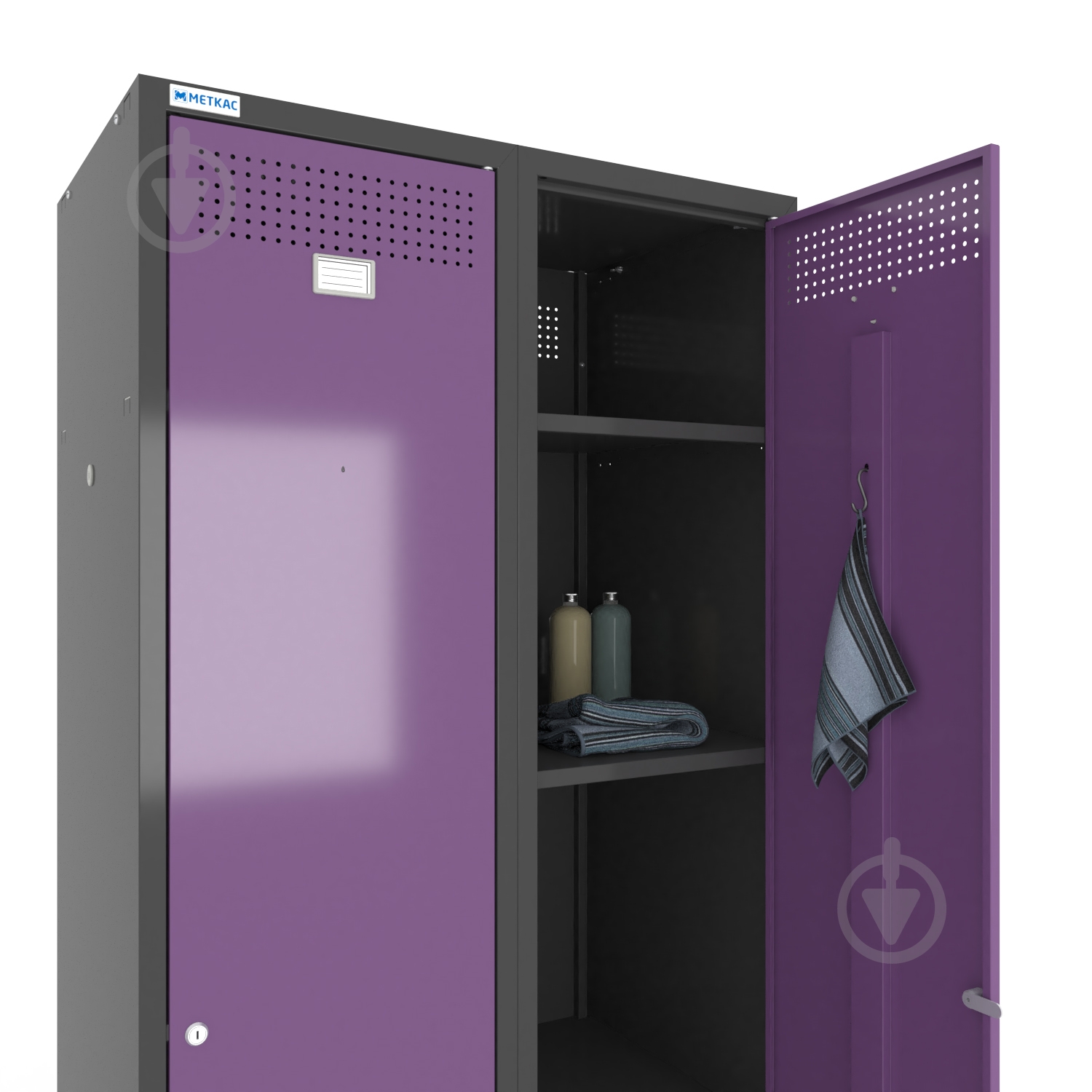 Шкаф для одежды (локеры) Меткас двойная 400/2-2U,1800х800х500 мм, стенки 9005RAL(антрацит), фасады 4005RAL(сиреневый) - фото 3 Шкаф для одежды (локеры) Меткас двойная 400/2-2U,1800х800х500 мм, стенки 9005RAL(антрацит), фасады 4005RAL(сиреневый) - фото 3