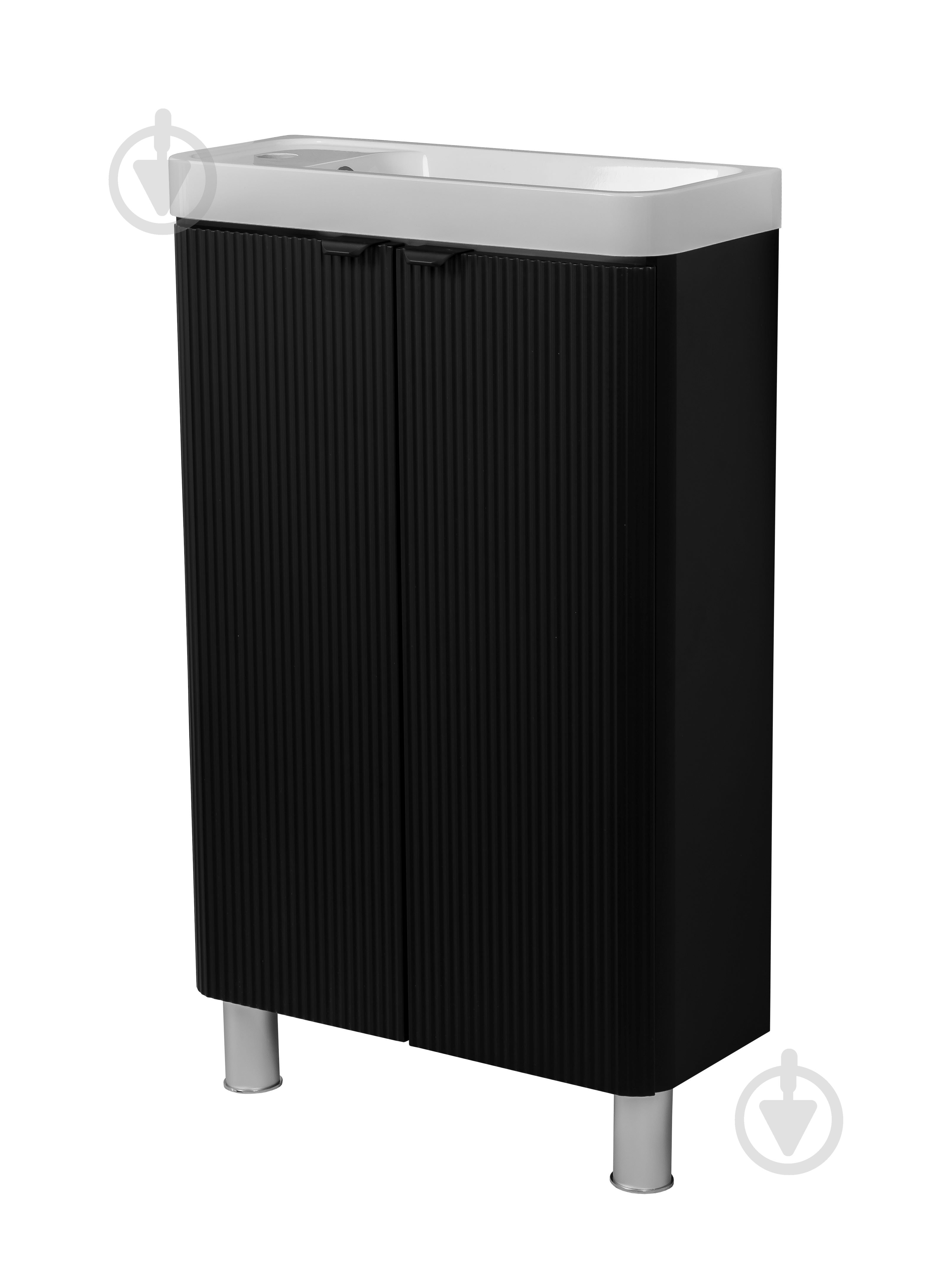 Тумба напольная Aqua Rodos FROST MINI (BLACK-MATT-PVC) с умывальником BAR MINI L 50 см - фото 1 Тумба напольная Aqua Rodos FROST MINI (BLACK-MATT-PVC) с умывальником BAR MINI L 50 см - фото 1