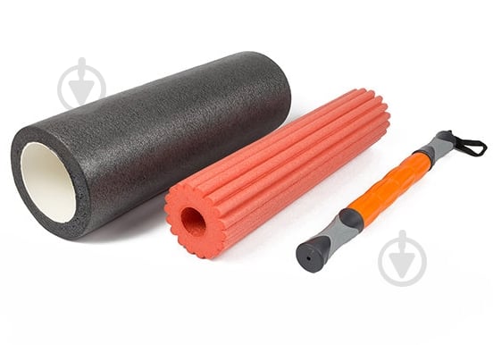 Массажный ролик EasyFit TIO для спины 3 в 1 EF-0271 Серый-оранжевый - фото 1