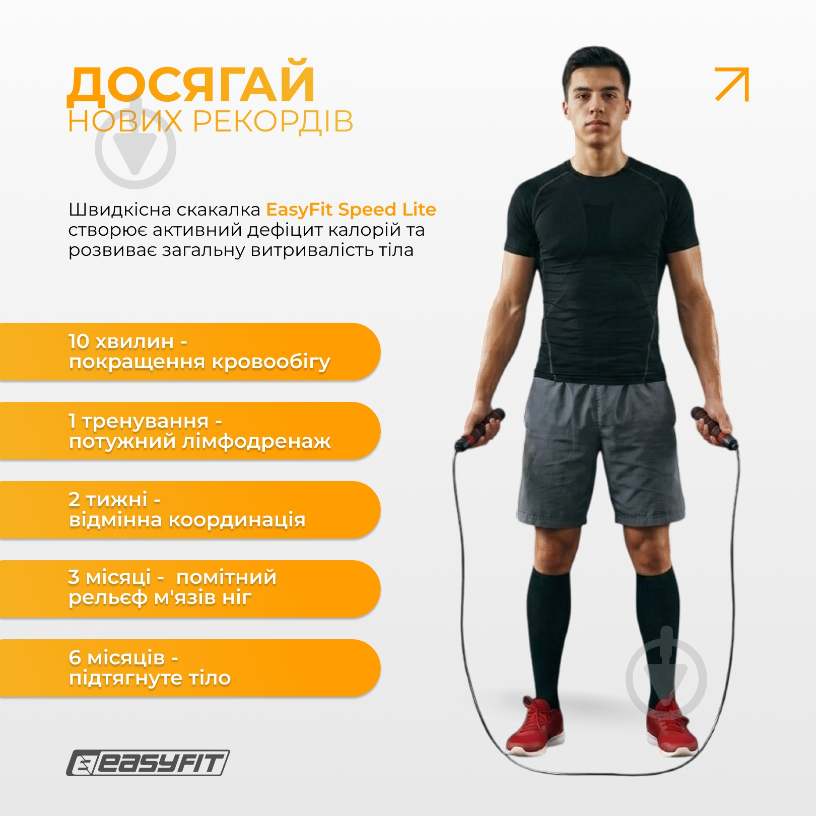 Скакалка гимнастическа EasyFit для бокса EF-1912 - фото 7