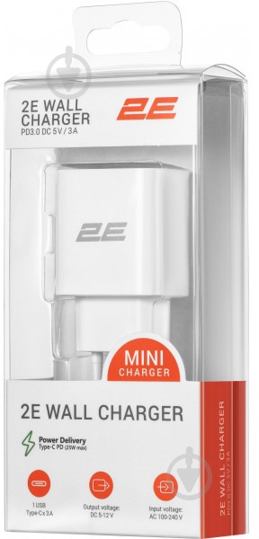 Мережевий зарядний пристрій 2E 25 Вт USB-C PD White - фото 6 Мережевий зарядний пристрій 2E 25 Вт USB-C PD White - фото 6