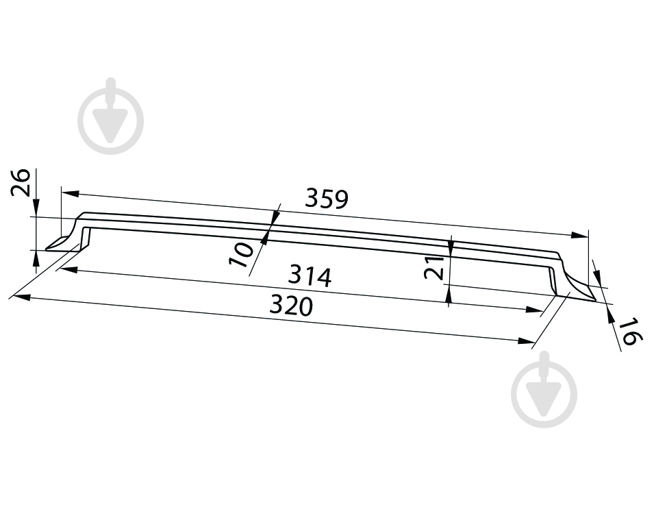 Мебельная ручка накладная DC DL 41/320 G22 320 мм темное серебро/ черный - фото 3