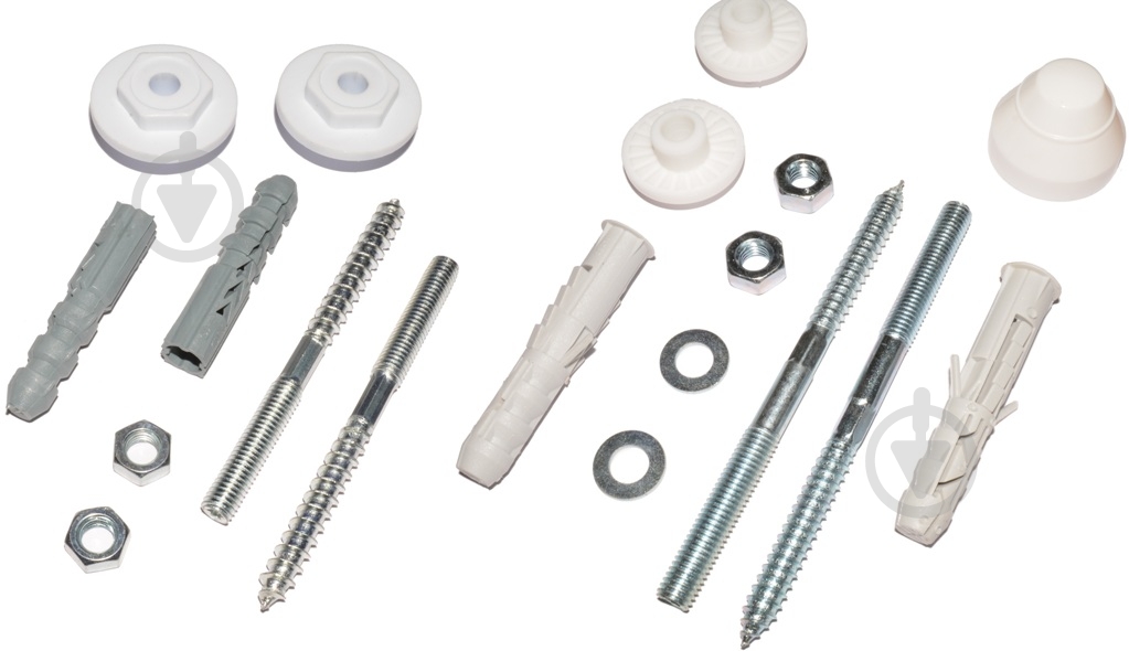 Крепление для писсуаров с белой крышкой 12х120 мм 2 шт. + Крепления для умывальника с белой крышкой 12x120 мм 2 шт. сталь - фото 1 Крепление для писсуаров с белой крышкой 12х120 мм 2 шт. + Крепления для умывальника с белой крышкой 12x120 мм 2 шт. сталь - фото 1