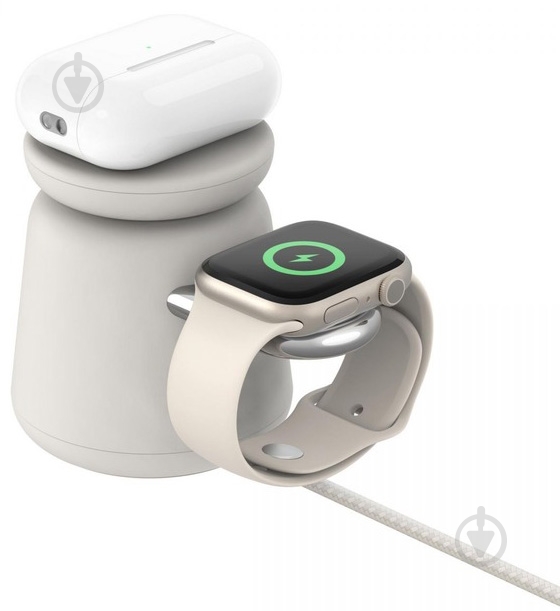 Беспроводное зарядное устройство Belkin 2в1 MagSafe iPhone/Watch/AirPods Sand Mass - фото 2 Беспроводное зарядное устройство Belkin 2в1 MagSafe iPhone/Watch/AirPods Sand Mass - фото 2