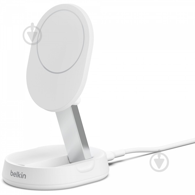 Беспроводное зарядное устройство Belkin 15 Вт Magnetic Stand Qi2 адаптер 20 Вт USB-C White - фото 1 Беспроводное зарядное устройство Belkin 15 Вт Magnetic Stand Qi2 адаптер 20 Вт USB-C White - фото 1