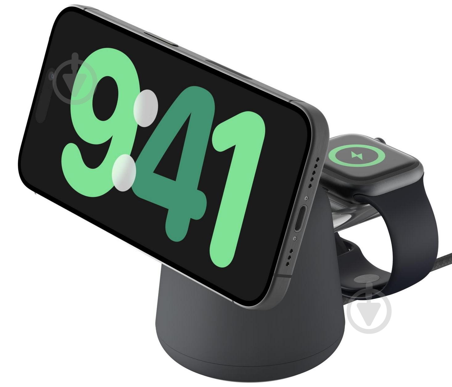 Беспроводное зарядное устройство Belkin 2в1 MagSafe iPhone/Watch/AirPods Charcoal Mass - фото 1 Беспроводное зарядное устройство Belkin 2в1 MagSafe iPhone/Watch/AirPods Charcoal Mass - фото 1