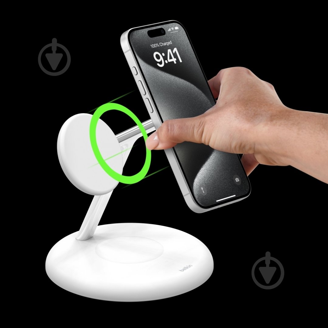 Беспроводное зарядное устройство Belkin 3в1 Magnetic Adjustable Pad Qi2 15 Вт White - фото 10 Беспроводное зарядное устройство Belkin 3в1 Magnetic Adjustable Pad Qi2 15 Вт White - фото 10