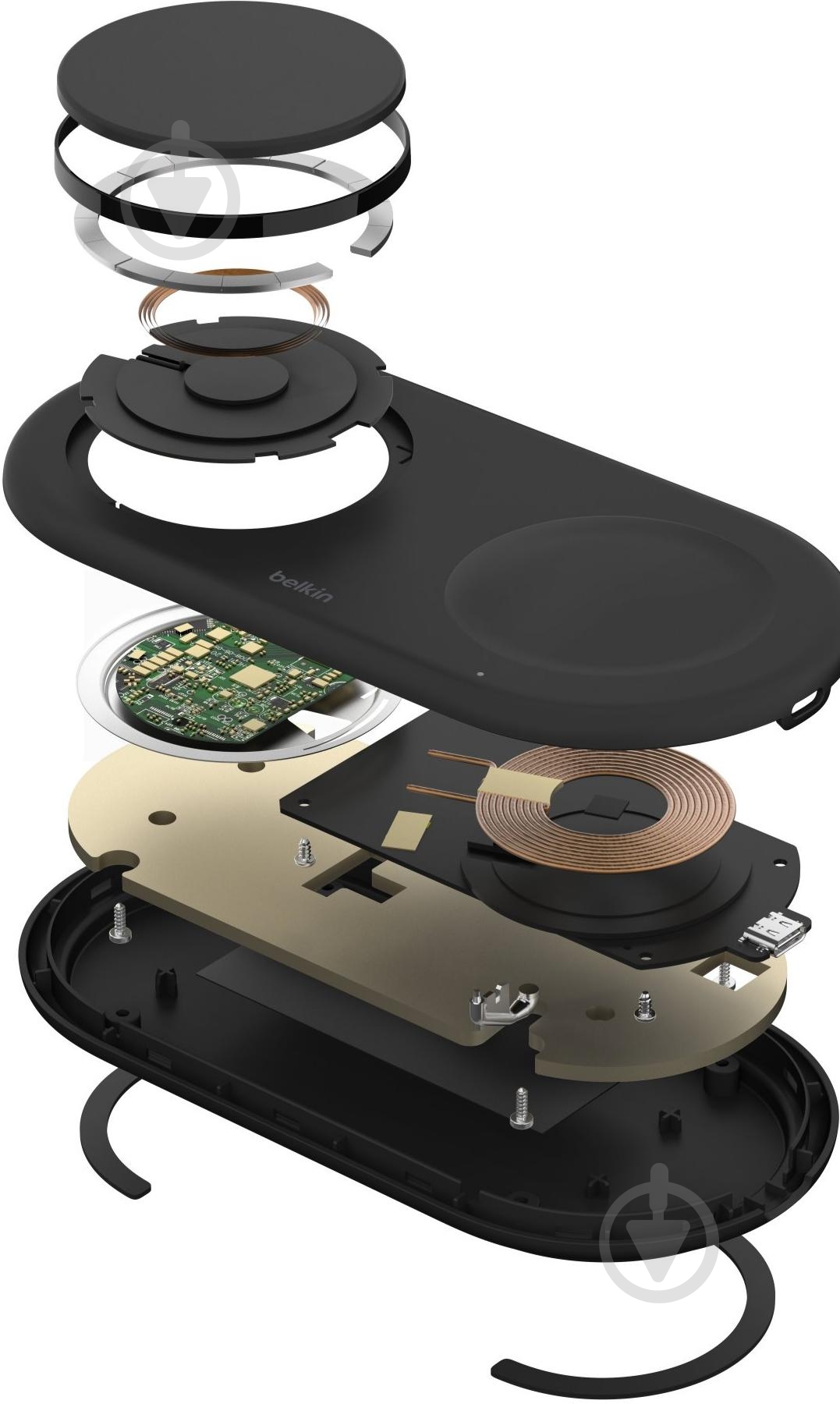 Беспроводное зарядное устройство Belkin 2в1 15Вт Pad Qi2 Black - фото 7 Беспроводное зарядное устройство Belkin 2в1 15Вт Pad Qi2 Black - фото 7